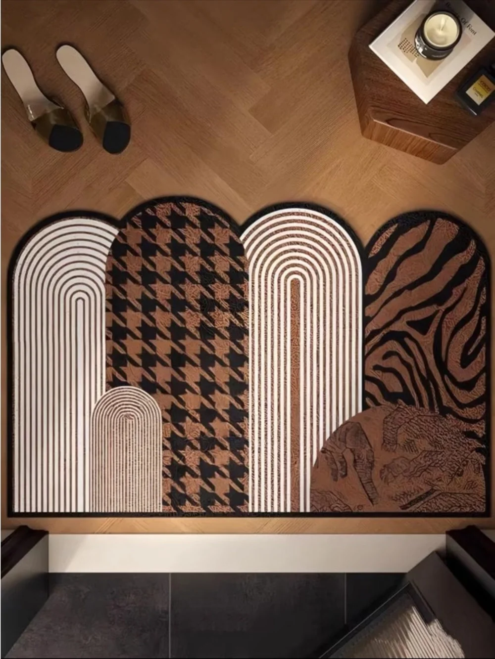 Modern Brown Patterned Arch Door Mat - Brand